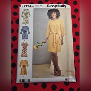 New Uncut Simplicity Womens Dress Sewing Pattern With Sleeve Variations Sz 12-20